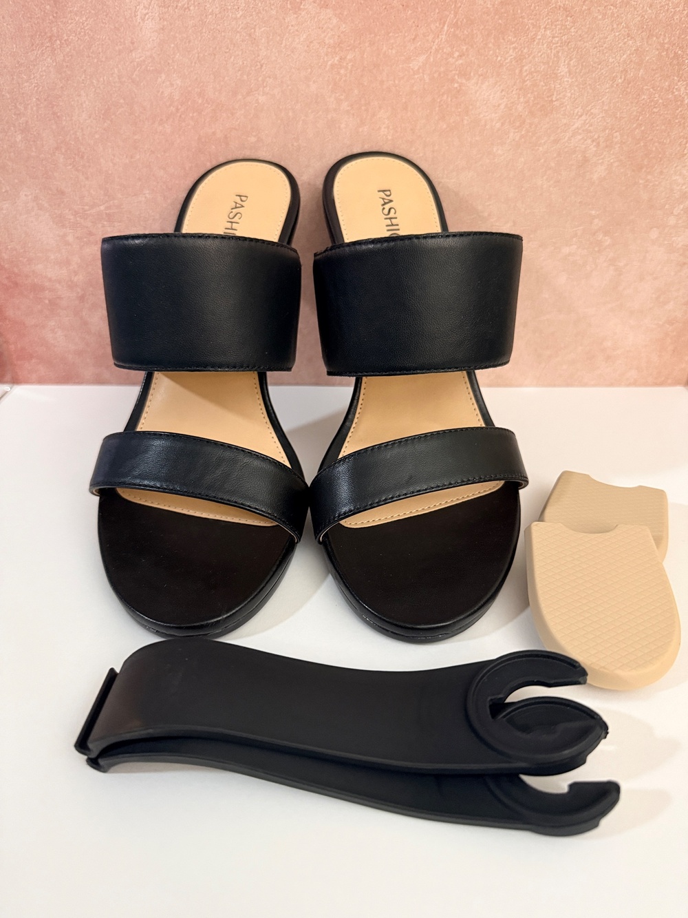 Size 7.5 Pashion Footwear Coal Leather Slide